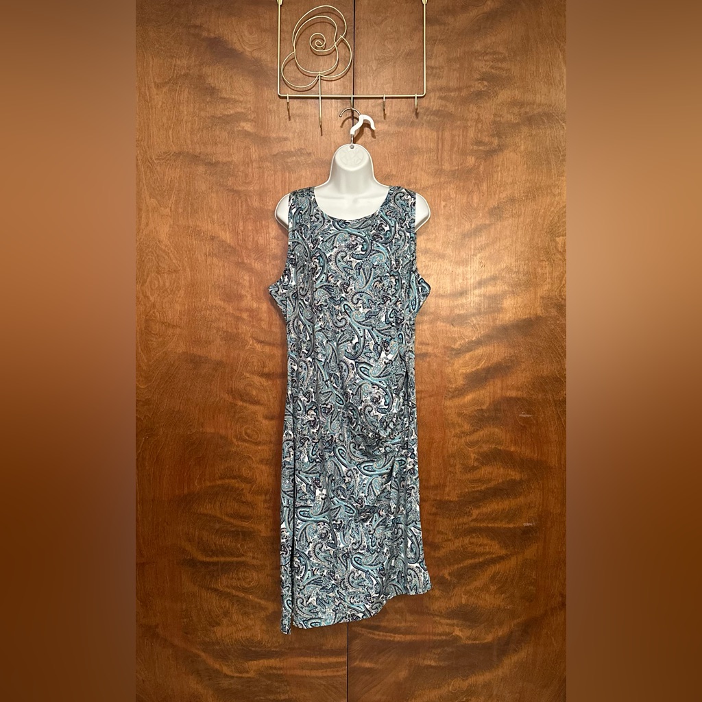 Michael Kors Drape Hem T-Shirt Dress Womens Plus 1x Paisley Print Cotton Travel